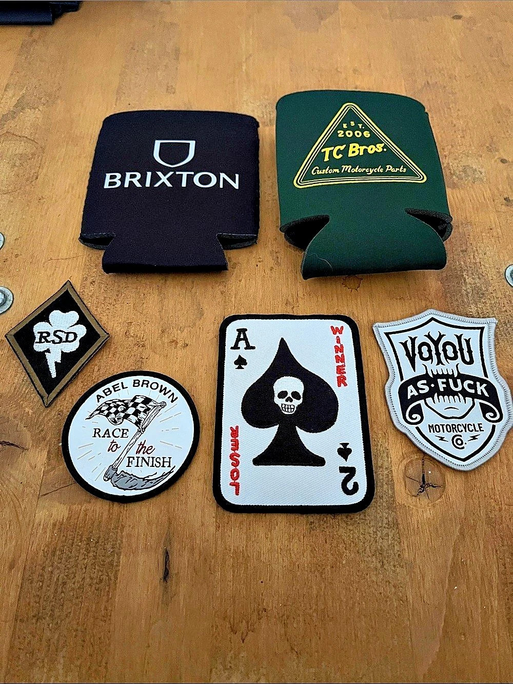 Brixton Can Coolers & Embroidered Patches Bundle